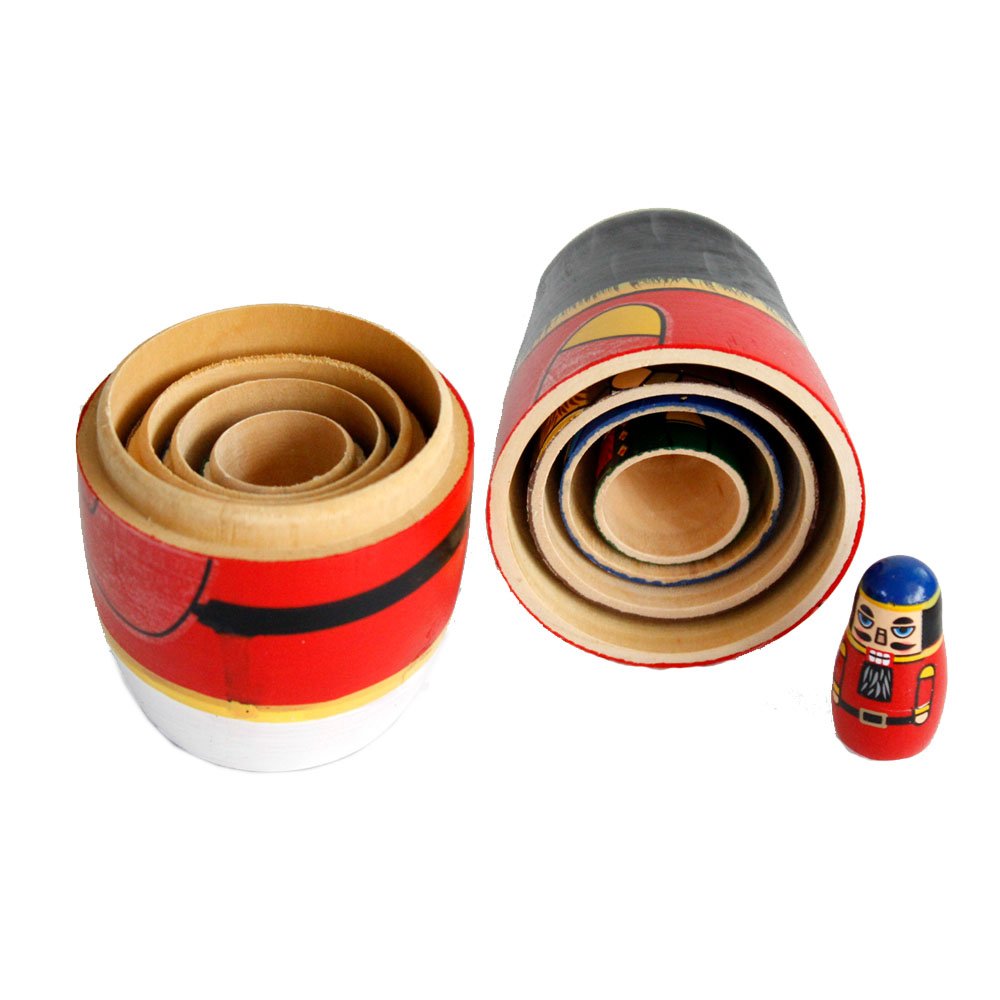 FunnyGoo Bambola per nidificazione di legno fatta a mano colorata Kit di bambole russe di Natale Decorazione di regalo di Natale (soldato Schiaccianoci)
