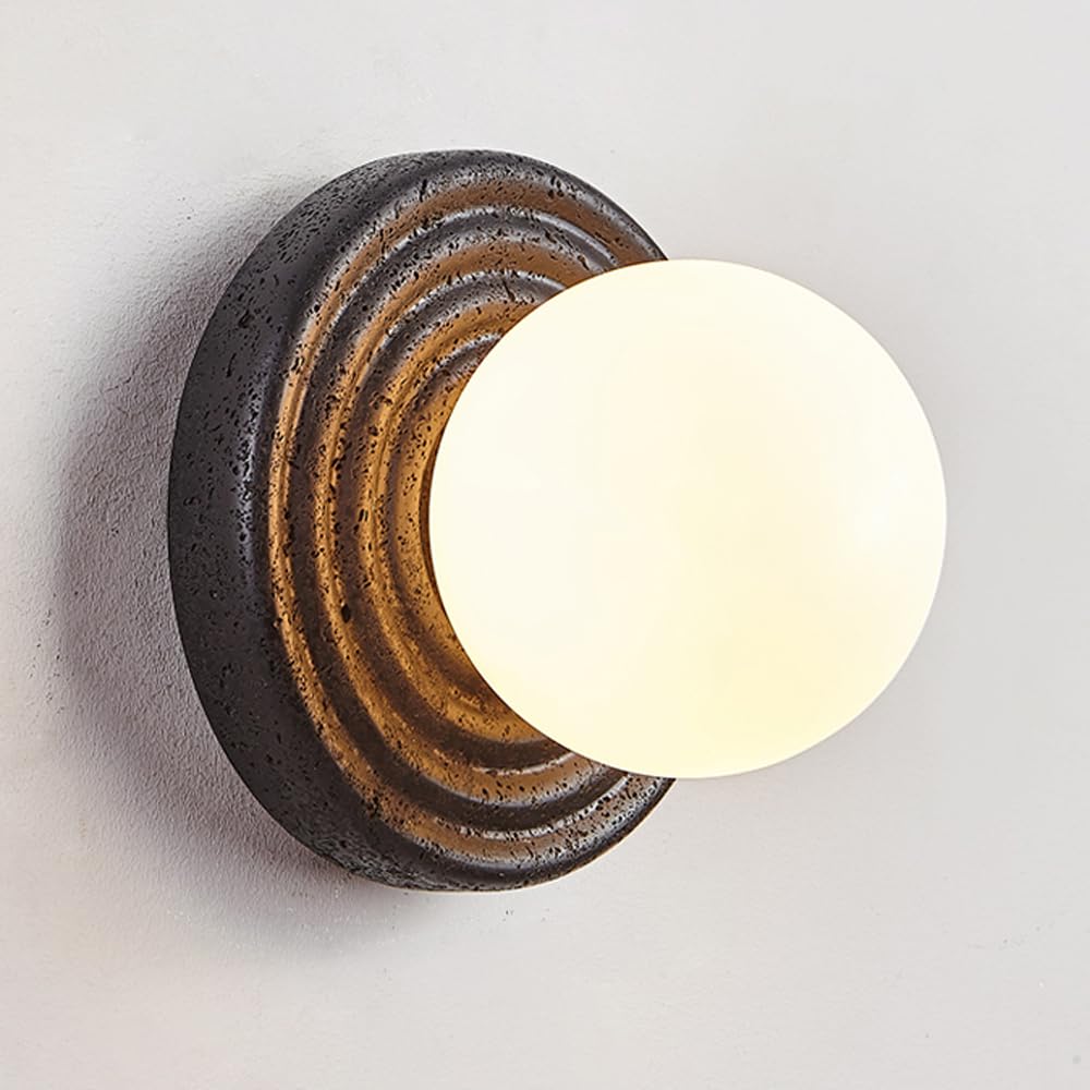 Apliques de Pared Modernos Interior Redondos con Orificios de Mármol Negros con Pantalla de Cristal Blanco Ideales para Dormitorio Sala de Estar Pasillo Cafetería U Hotel Casquillo G9