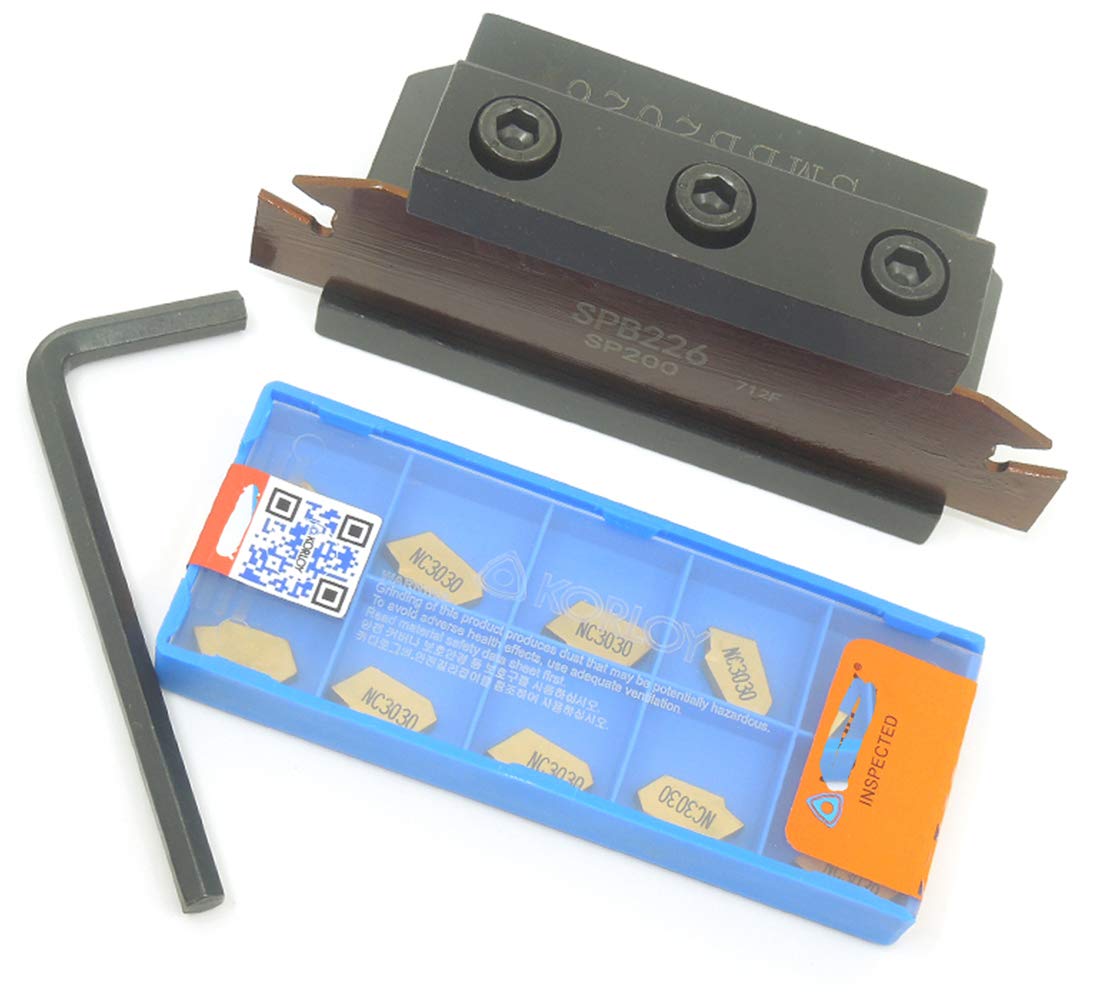 10 pcs SP200 Inserts+SPB226 SPB26-2 Grooving Parting Blade Plate SMBB2026 Cut Off Block Tool Holder