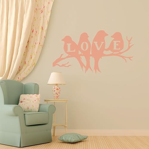 Amazon Com Love Bird Wall Decal Nature Themed Vinyl Stickers Valentines Or Couples Home Decor For Living Room Bedroom Handmade