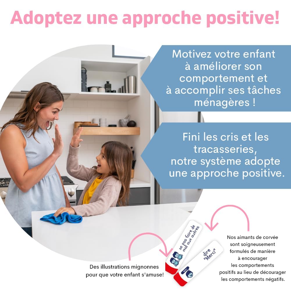 QUOKKA Tableau Magnétique pour Enfants - 40,6x30,5 cm Planificateur Visuel Récompenses - Ardoise Comportement Enfants 84 Aimants 102 Étoiles - Routine Responsabilité - Version Française