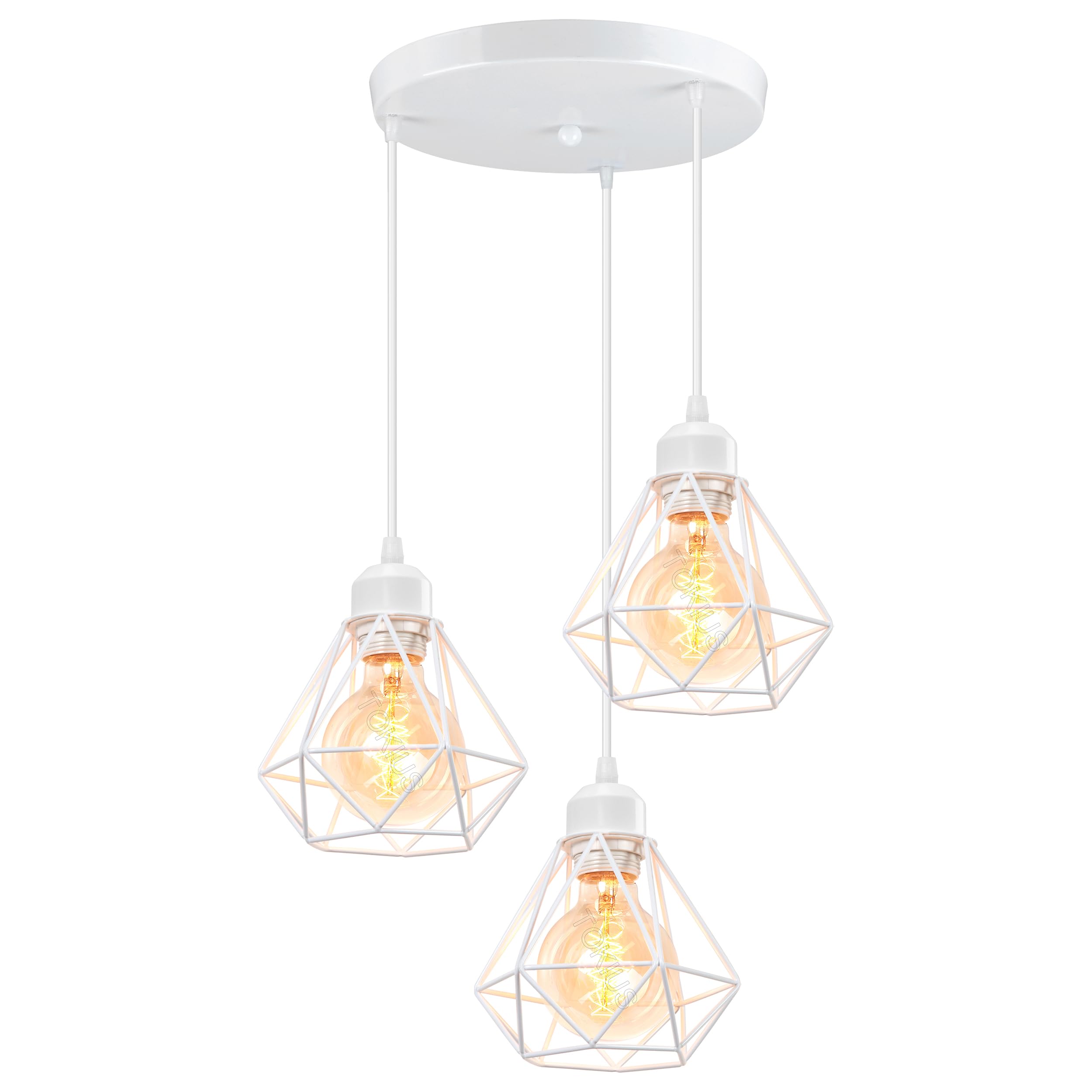 Lámparas de Techo Retro Plafón Ø 16cm Vintage Lámpara Colgante Diseño de Jaula de Hierro Blanco E27 Iluminación de Techo de Interior para Pasillo Porche Cocina Dormitorio (Araña 3 Luces A)