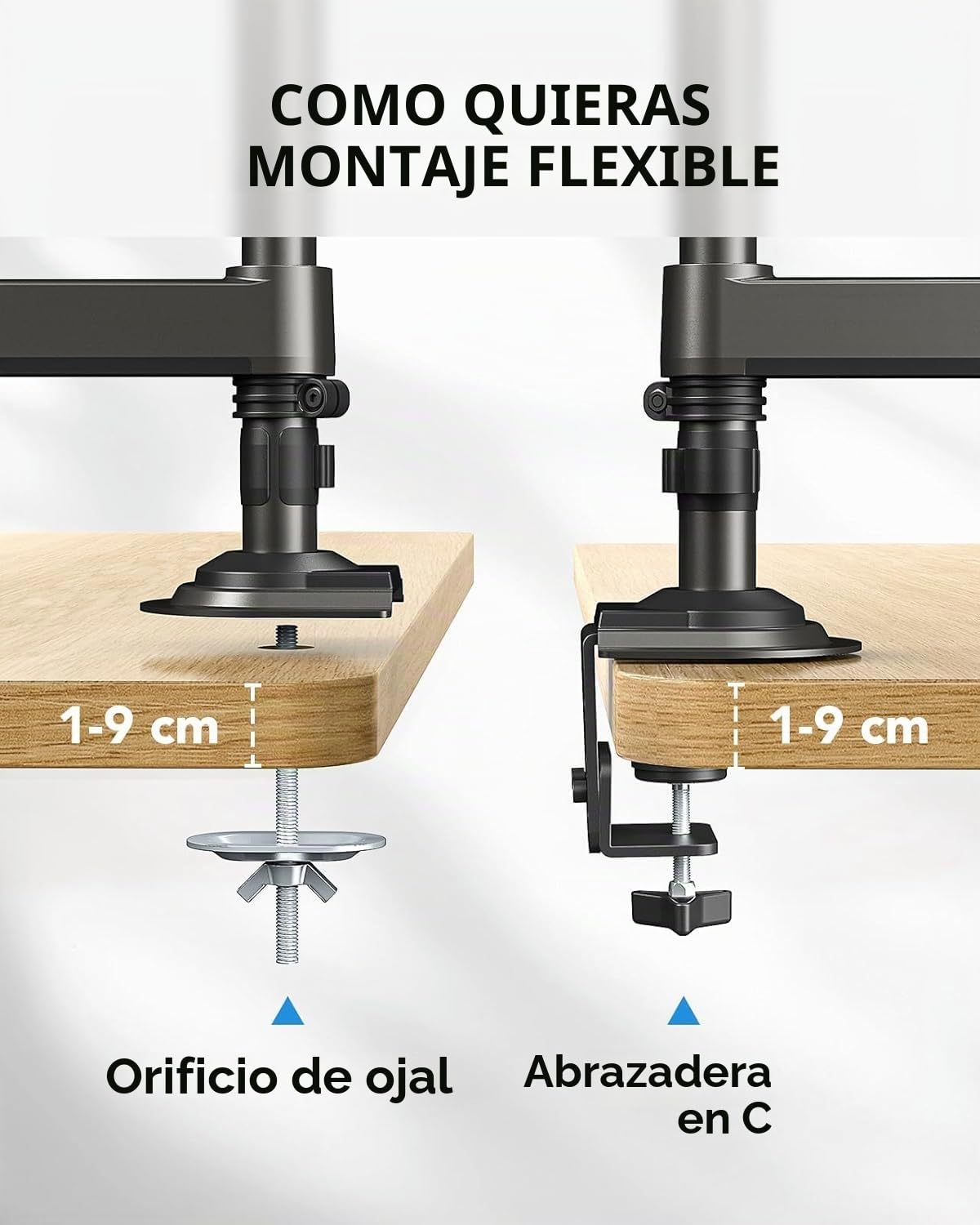Huanuo - Soporte para Pantalla para PC, 2 Pantallas de 13 a 32 Pulgadas, Brazo para Pantalla de PC con Regulable en Altura, con Movimiento Completo, Soporte VESA 75 x 75/100 x 100 mm
