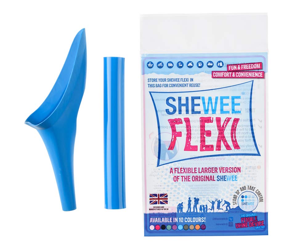 SHEWEEFlexi Female Urinal - Made in the UK – Flexible, Reusable, Portable & Recyclable Urination Device. Festival, Camping, Car, Hiking Essentials for Women. Stand to Pee Device W/Extension Pipe
