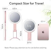 Vista 23 de LitBear Espejo de maquillaje de viaje con luces, espejo de aumento recargable de doble cara 10X/1X, espejo de belleza iluminado portátil