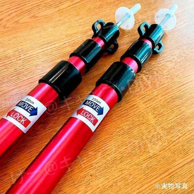 タープポール 伸縮 キャンプ用品 レッド 2本セット テント ヘキサ ケース
