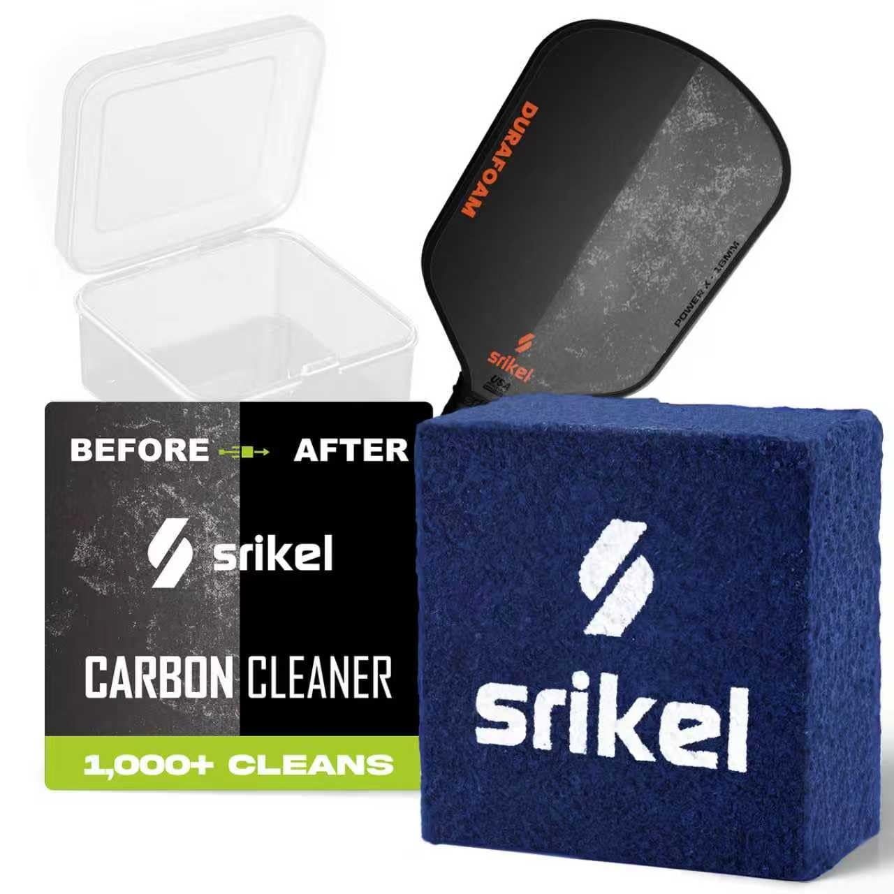 Srikel Pickleball Paddle Eraser & Cleaner – Premium Carbon Cleaner for Raw Carbon Fiber Paddles, Seamless Mold Design, Fast & Easy Rubber Eraser Removes Ball Residue, Dirt & Scratches, Navy Blue