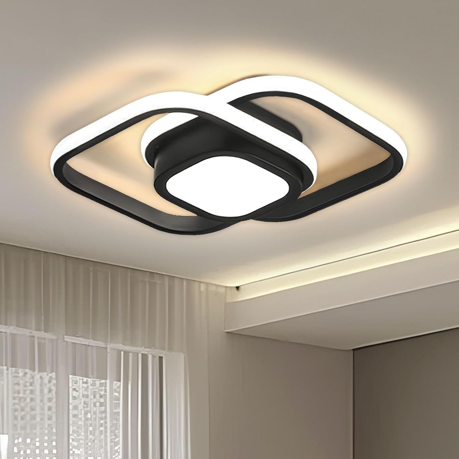 Modern LED Ceiling Light 24W | Dimmable with Remote | Adjustable Color Temperature 3000K-6000K | Flush Mount Acrylic Lamp for Bedroom, Kitchen, Hallway, Entryway, Bathroom-image-44