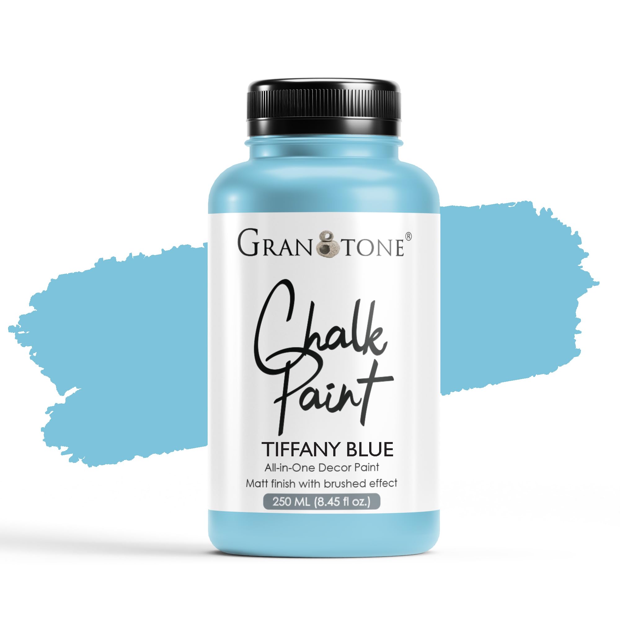 GRANOTONE Chalk Paint for Furniture, Matt-Finish Water-Based Acrylic Paint for Wood, Walls, Metal, Glass, Paper, Fabric Canvas, Maximum Coverage Chalk Paint for Kids & Adults, 250ml, Tiffany Blue