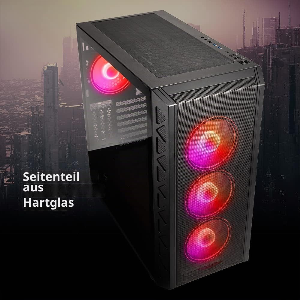 Kolink Citadel Mesh ARGB Midi-Tower PC Gehäuse E ATX Gehäuse RGB PC-Gehäuse, Tempered Glass Computergehäuse für PC, Midi Tower, PC Hülle mit Lüfter, Computer Gehäuse…
