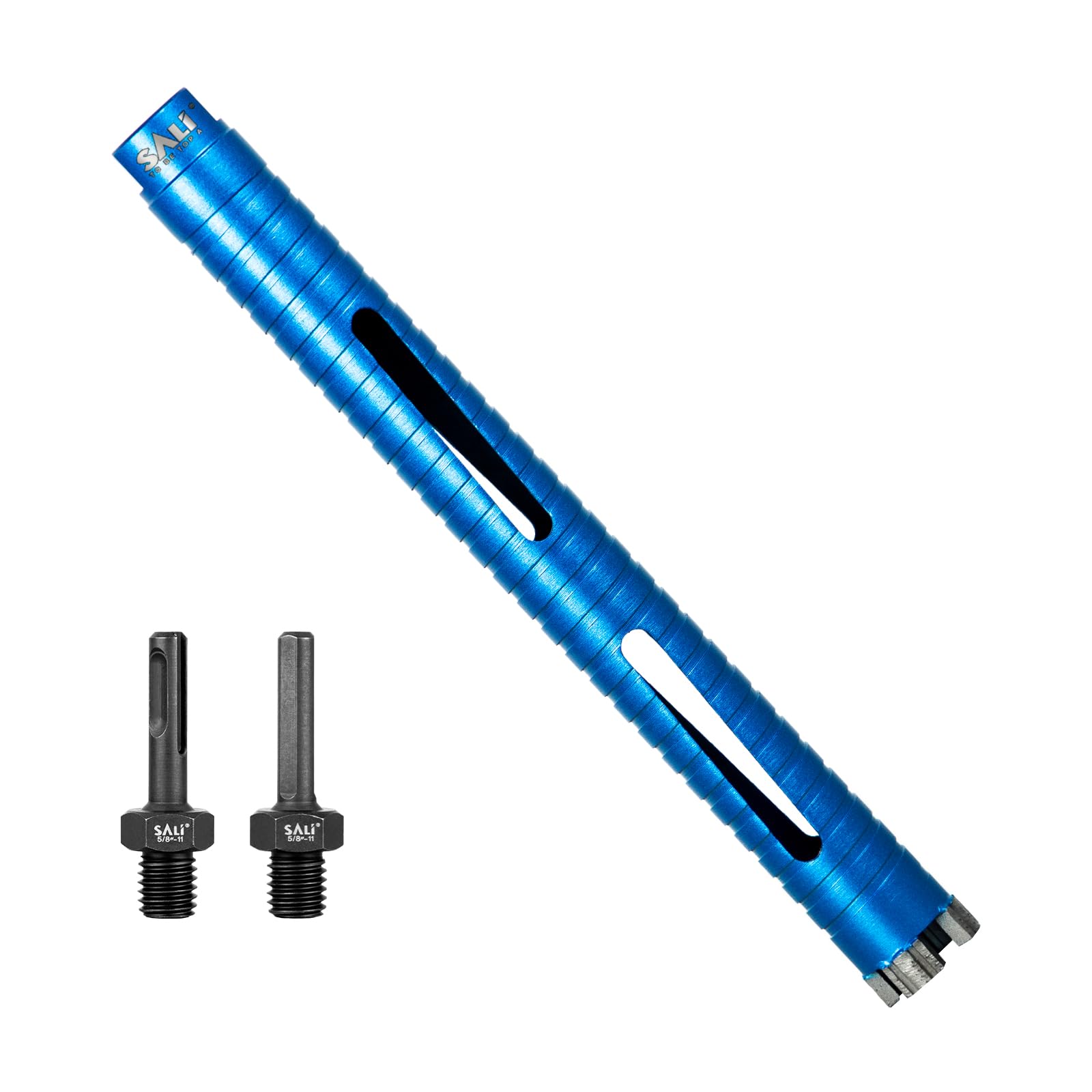 SALI Diamond Core Drill Bits 1 1/8" Diameter 10"/254mm Drilling Depth 5/8-11"Thread Core Bit Turbo Laser-Welded Segments for Cured Concrete with Rebar, Brick, Block, Masonry, Stone with Two Adapters