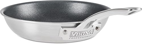 VIKING Culinary Professional - Sartén antiadherente de acero inoxidable de 5 capas, 8 pulgadas, mango ergonómico que se mantiene fresco, apto para