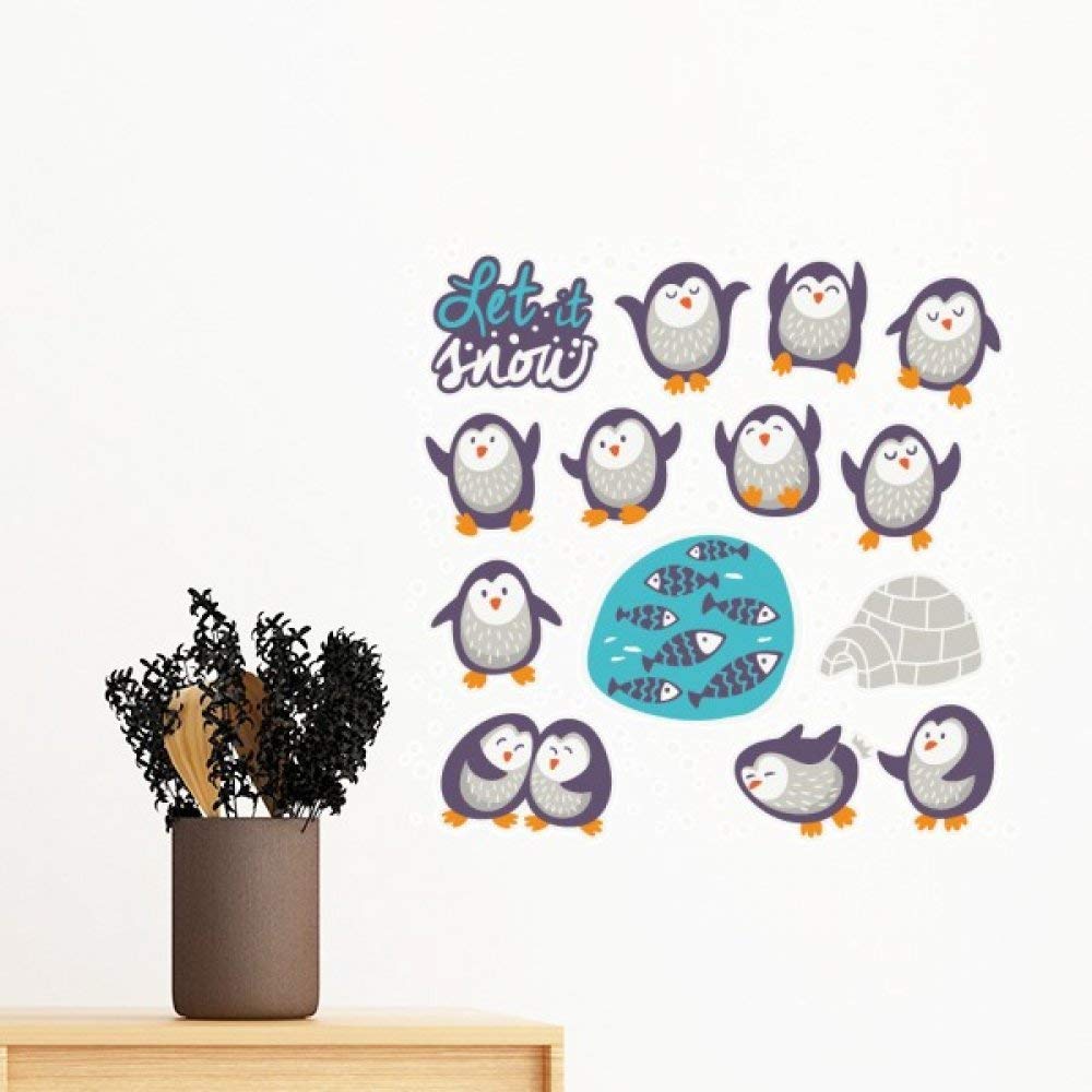 Sticker poisson et pingouin amovible de 30cm pour décoration murale de chambre