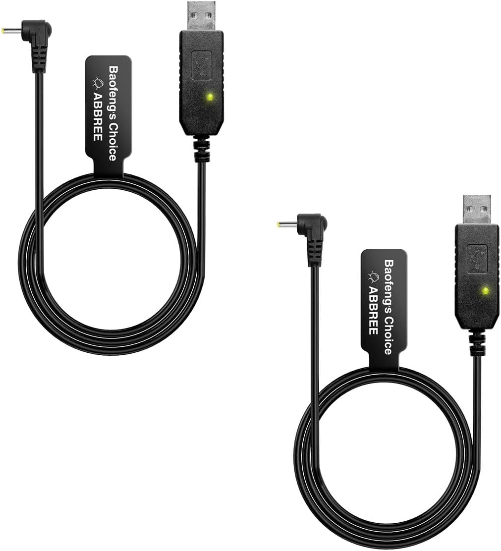 BaoFeng 2.5mm USB Charger Cable with Indicator Light UV-5R AR-152 UV-82 3800mAh Battery UV-S9/9S Two Way Radio (2)