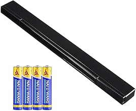 Replacement Wii Wireless Sensor Bar, Infrared IR Ray Motion Sensor Signal Receiver for Nintendo Wii and Wii U Console with Stable Stand and 4 AAA Batteries(Black)