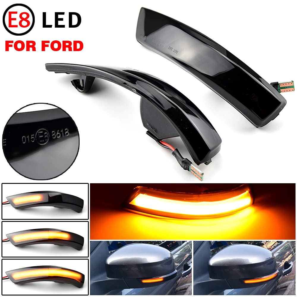 2 pezzi indicatori di direzione a LED per specchietto retrovisore, Compatibile con Fo-rd Fo-cus 2 3 MK2 MK3 Compatibile con Mond-eo MK4