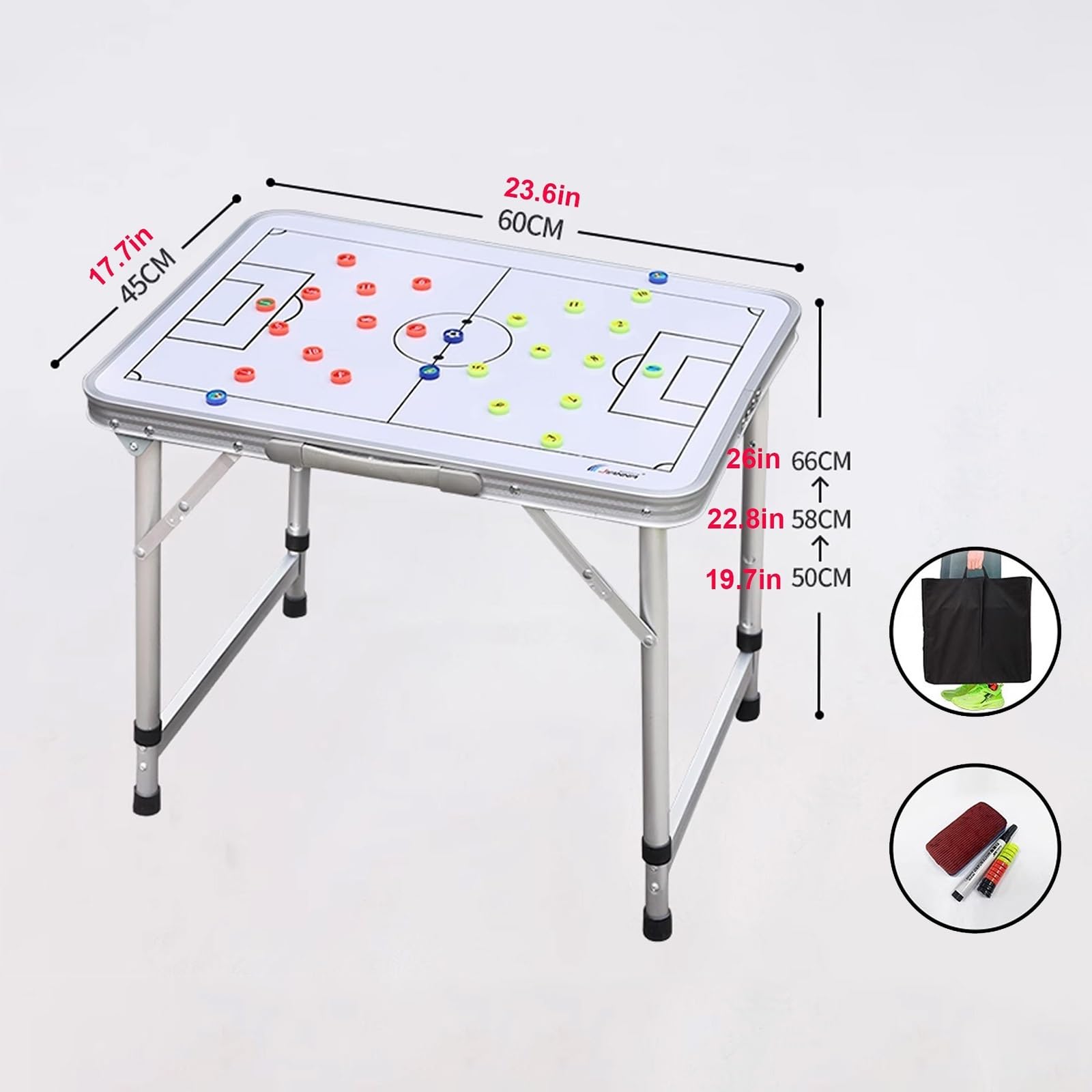 Lavagna Tattica Calcio, Lavagna Magnetica per Allenatori Di Calcio , Tavola da Tattica , Portablocco per Istruttore Cancellabile A Secco, Lavagnetta Strategie, Gambe Del Tavolo Pieghevoli(White)