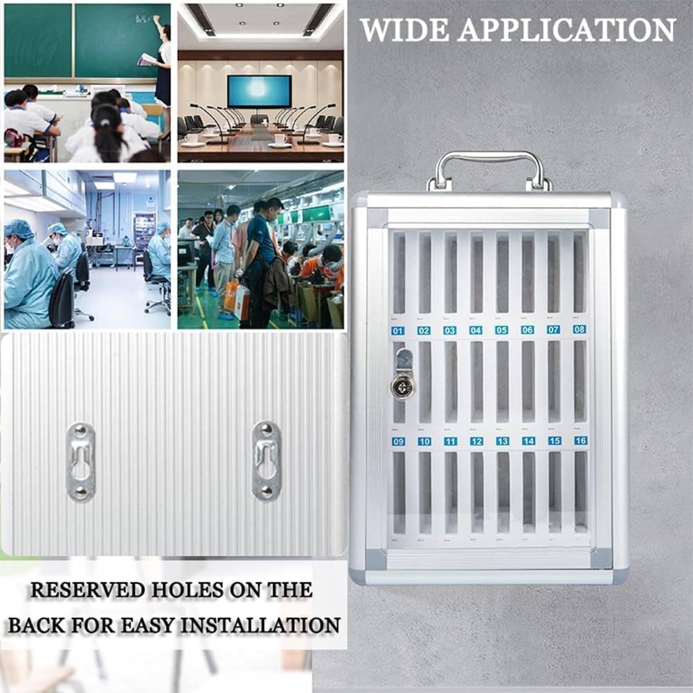 Mobile Phone Storage Box Transparent Acrylic Mobile Phone Security Locker with Key,Wall-Mounted Aluminum Alloy Cell Phone Locker Cabinet - 24 Slot Storage Box for Phones, Secure Mobile Devic