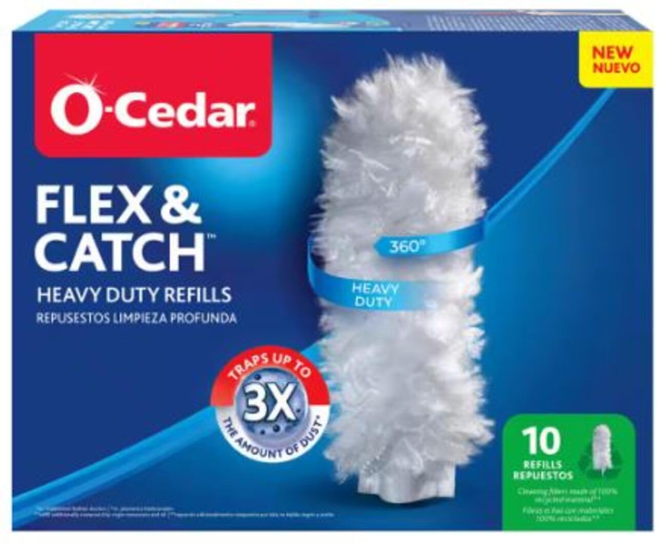O-CedarFlex & Catch Heavy Duty Dusting Refills (10 Count) | Disposable Duster Refill with Cleaning Fibers Made of 100% Recycled Materials | Traps 3X More Dust Than Traditional Feather Duster