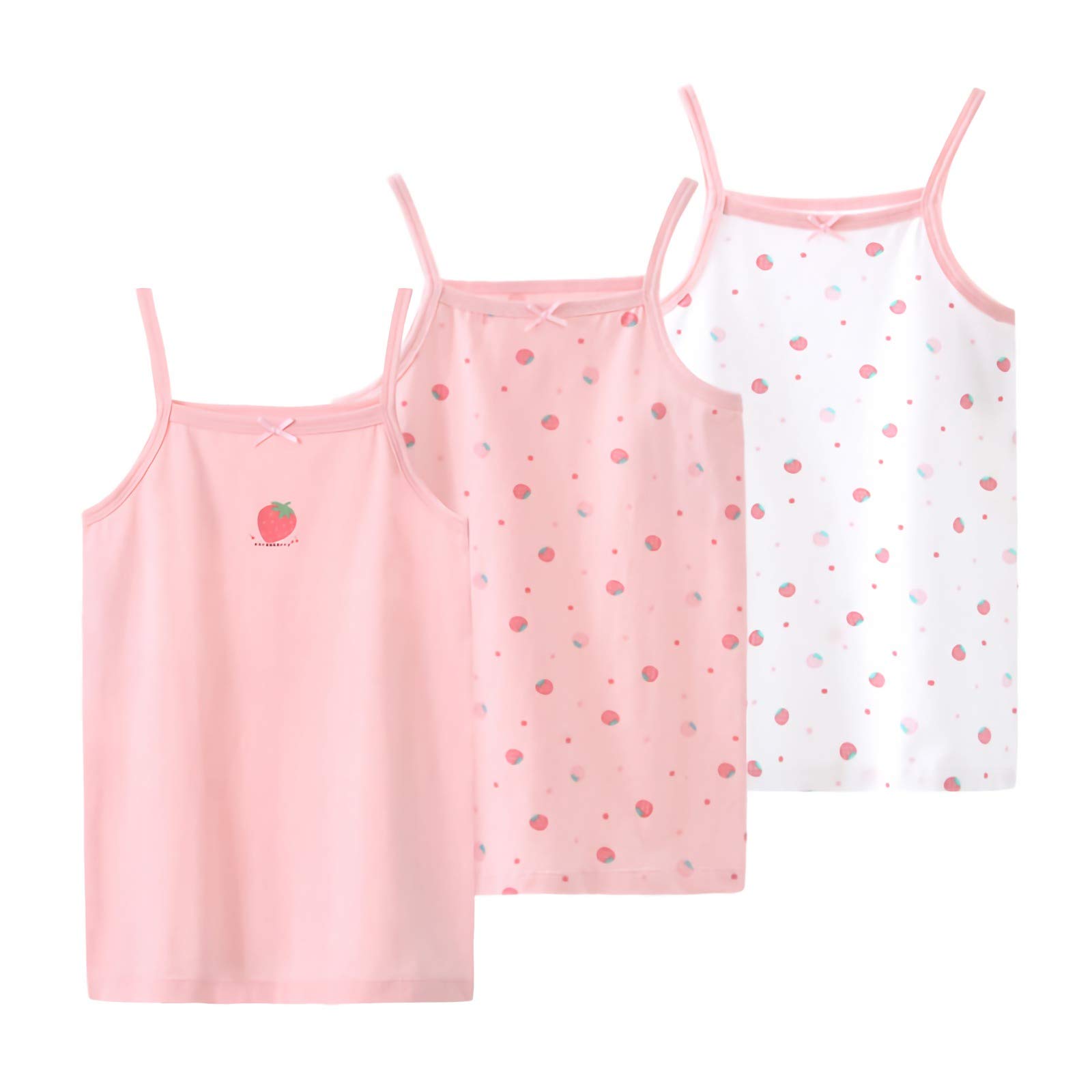 Allesgut Girls' Assorted Camis Cotton Undershirt Spaghetti Strap 3 Pack Tank Tops for 3-12 Years
