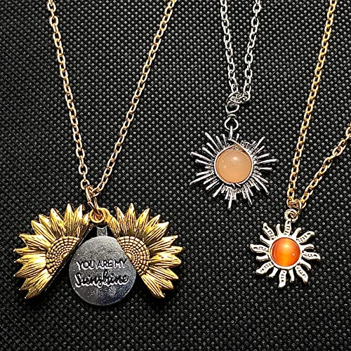 Yiisiiy 12 Pcs Crystal Pendant Necklace Evil Eye Necklace Sunflower Necklace Moon And Sun Hippie Necklace Indie Aesthetic Jewelry Accessories Set For Women Men Girls #TOP2