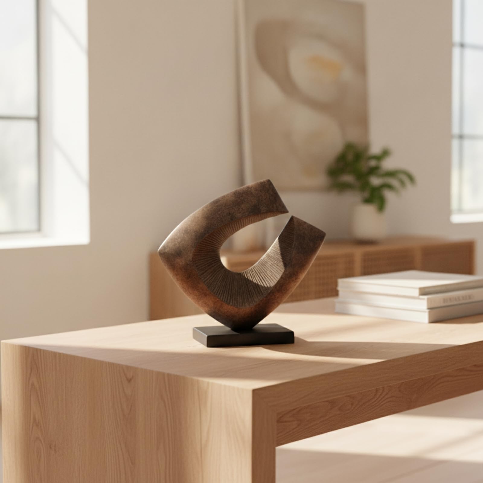 Sculpture Table avec Socle Abstraite Sculpture Table Moderne Statue pour Salon, Bureau, Entrée, Moderne Minimaliste, Sculpture Géométrique Abstraite A