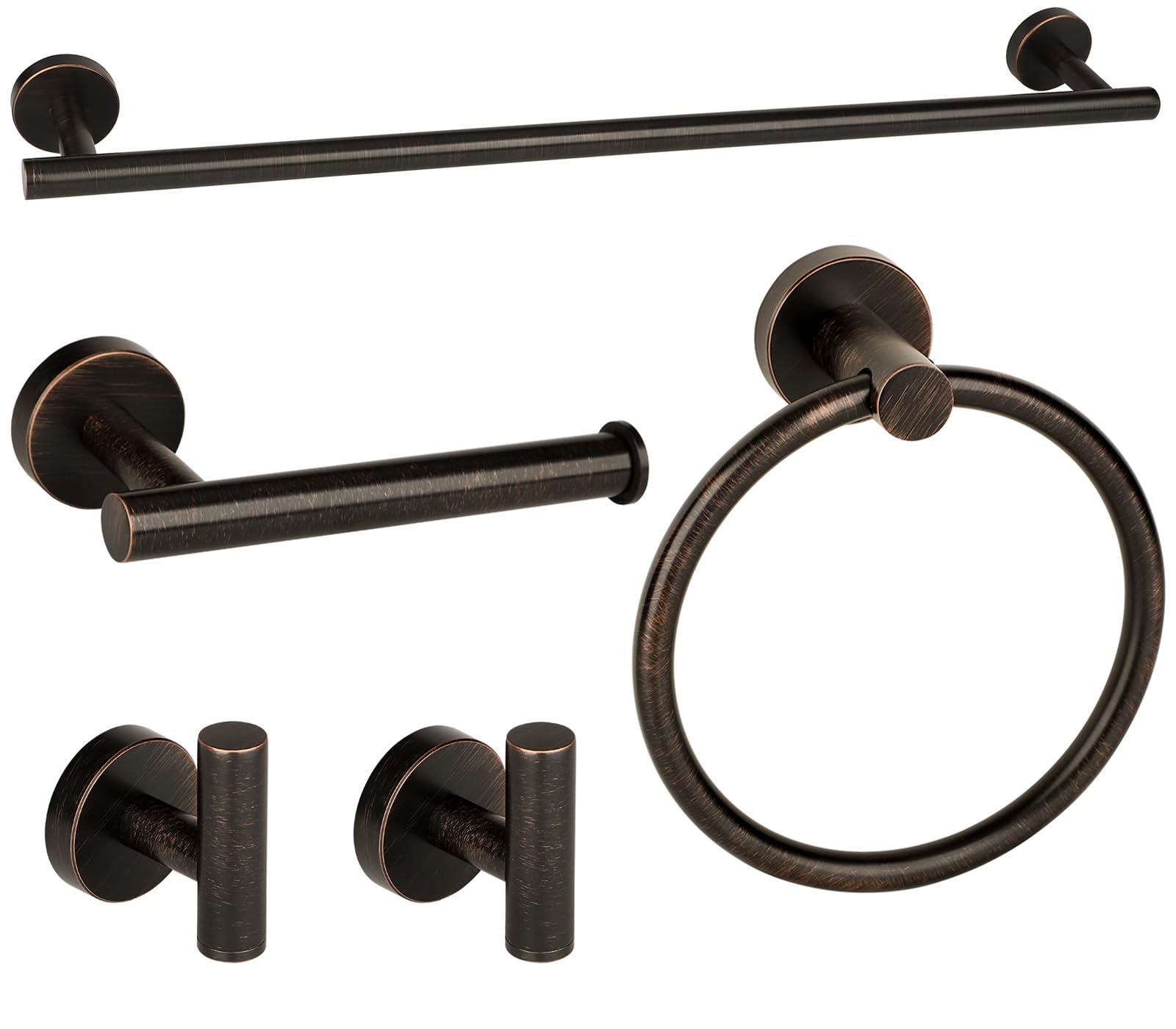 Ntipox Oil Rubbed Bronze Bathroom Hardware Accessories Set 5 Piece, Stainless Steel Towel Bar Set 24 Inch,Toilet Paper Holder,Towel Ring Holder,Towel Rack Set,Brushed Bronze Bathroom Accessories Kit