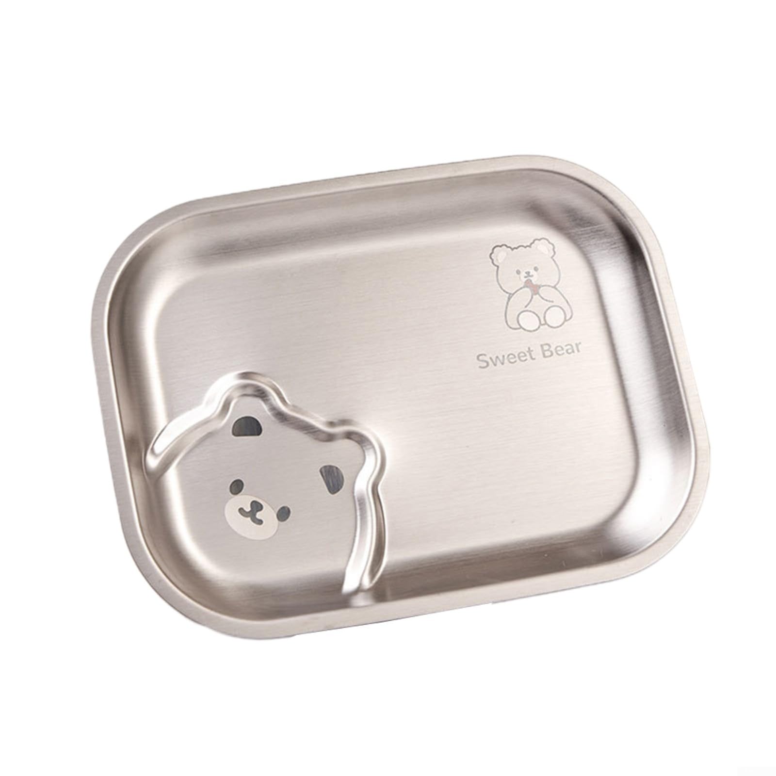 FUANA 4 Pack Stainless Steel Divided Plates for Kids, 8.1” Portion Control Plates with 3 Compartments, Reusable Metal Dishes for Balanced Meals,(beer)