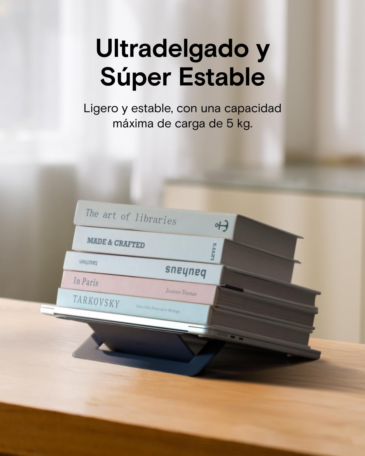 MOFT Soporte para computadora portátil, Soporte Adhesivo de refrigeración para portátil con Flujo de Aire para disipación de Calor con 2 ángulos de visión Ajustables, Soporte Plegable y portátil
