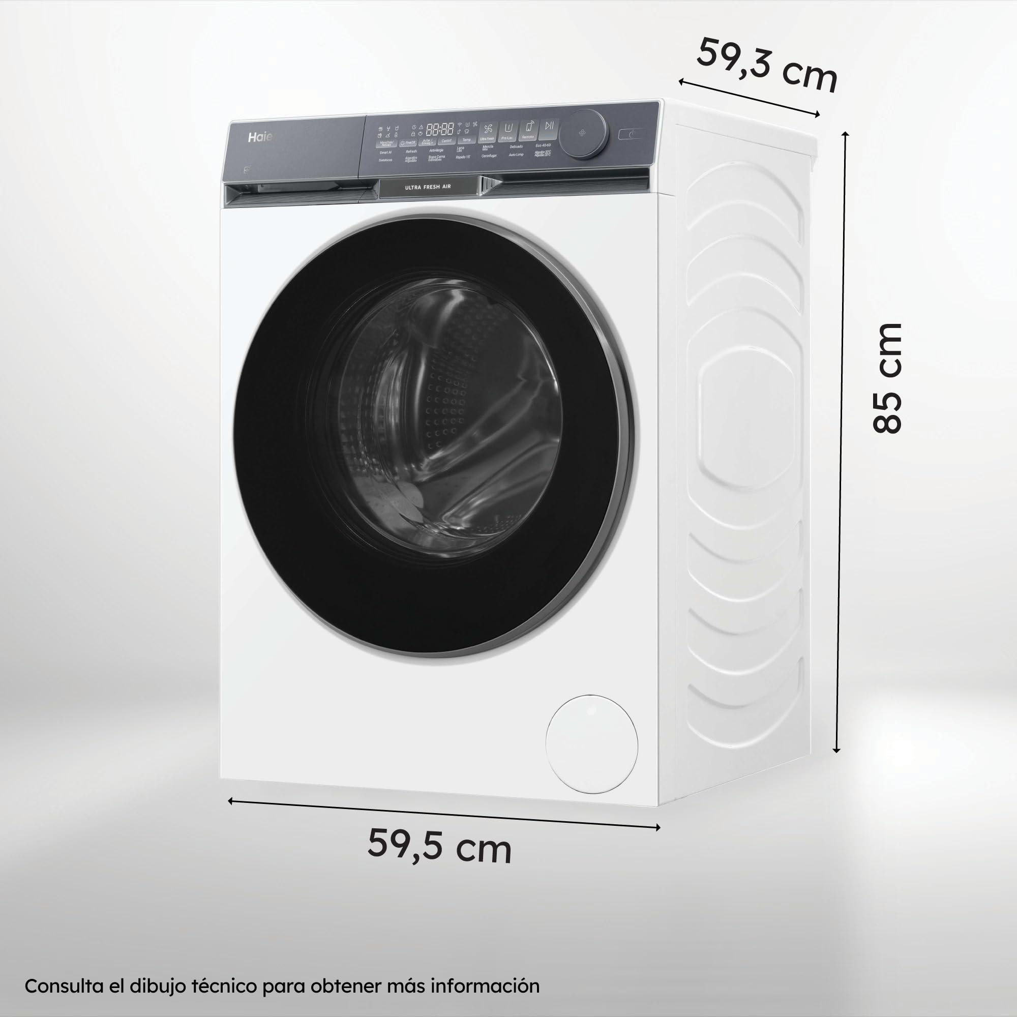 Haier X9 Series HW90-B14387U1-IB Lavadora Carga Frontal 9KG, Clase A -35%, Función Vapor, Motor Direct Motion, Display Digital, 1400RPM, Ultra Fresh Air, Libre Instalación, 14Programas, Blanco