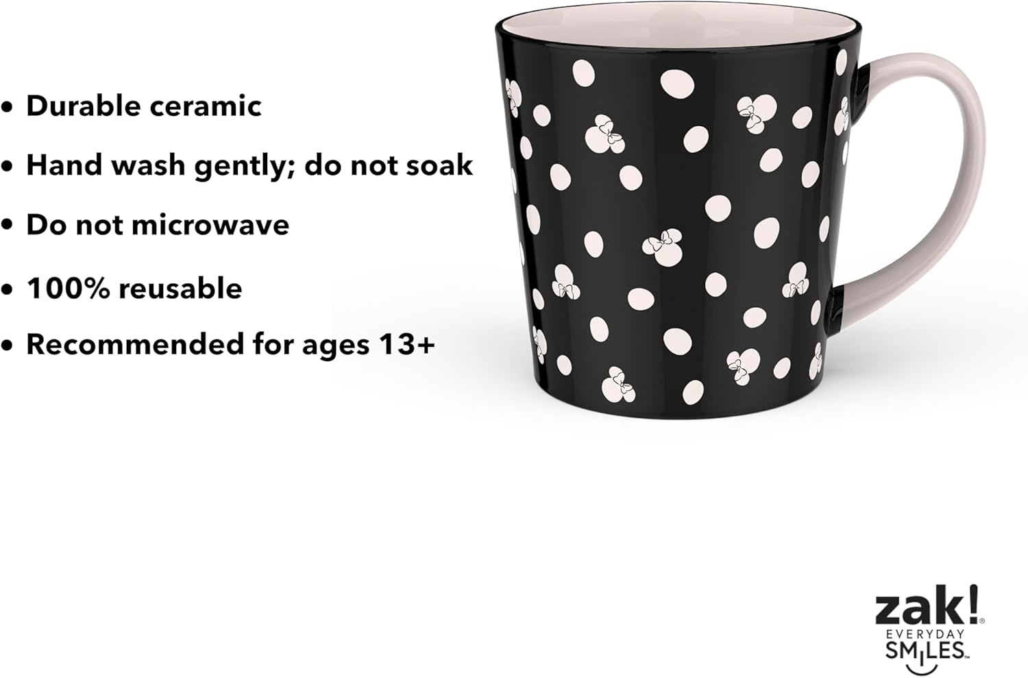 Zak Designs Disney Ceramic Coffee Mug for Hot Drinks at Home, Collectible Keepsake (15 oz, Minnie Mouse) - Image 8