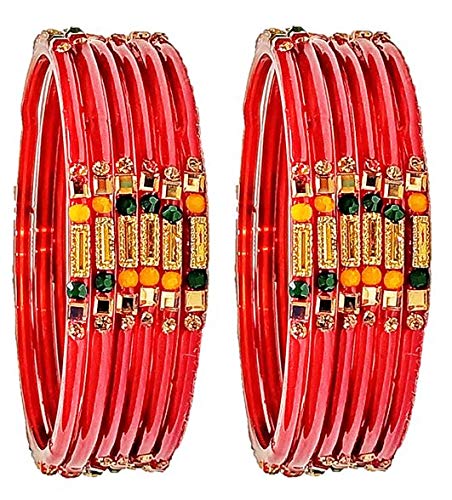 Oneness Red Colour With Yellow And Green Moti Design Glass Bangles/Chudiyan (Navratri Special) For Women & Girls - (Pack Of 12 Bangles)_Gazab Red_2.8 (B08KR3B6R2) Amazon Price History, Amazon Price Tracker