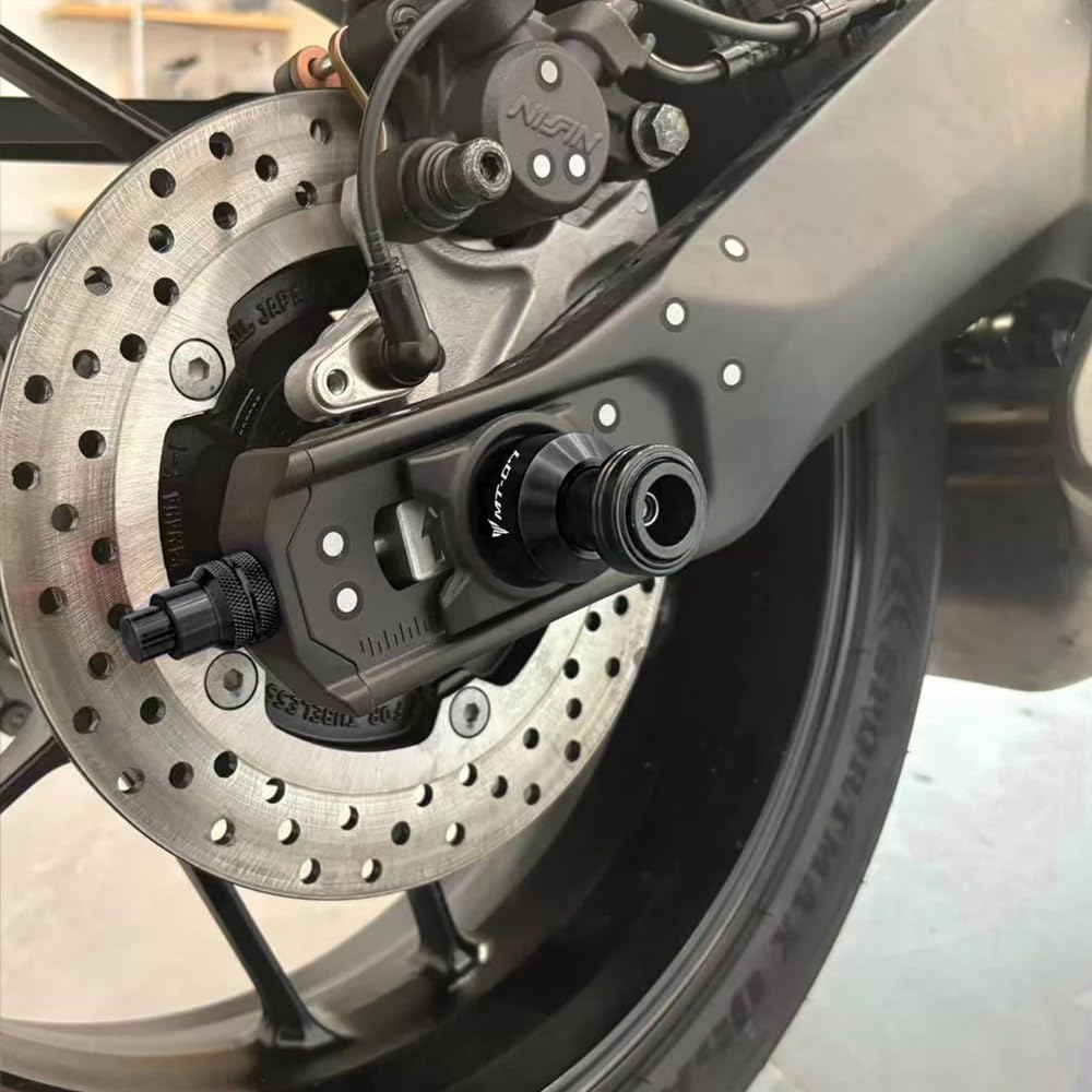 Pour MT07 MT 07 FZ07 2014-2024 2025 2026 Accessoires Moto Béquille Bras oscillant Support Bobines MT-07 Axe de Fourche Arrière Protection Patins Anti-chute (Noir)