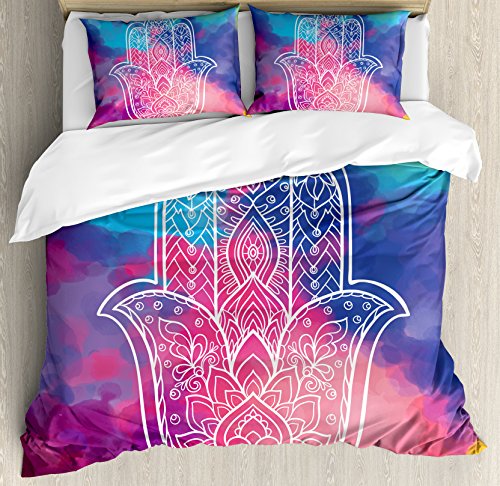 Ambesonne Hamsa Duvet Cover Set Queen Size