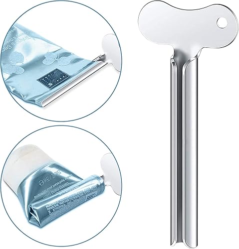Miniatura 4 de ZOCONE Exprimidor de pasta de dientes, 12 piezas de llave de tubo de metal de acero inoxidable para pasta de dientes, escurridor de tubo para