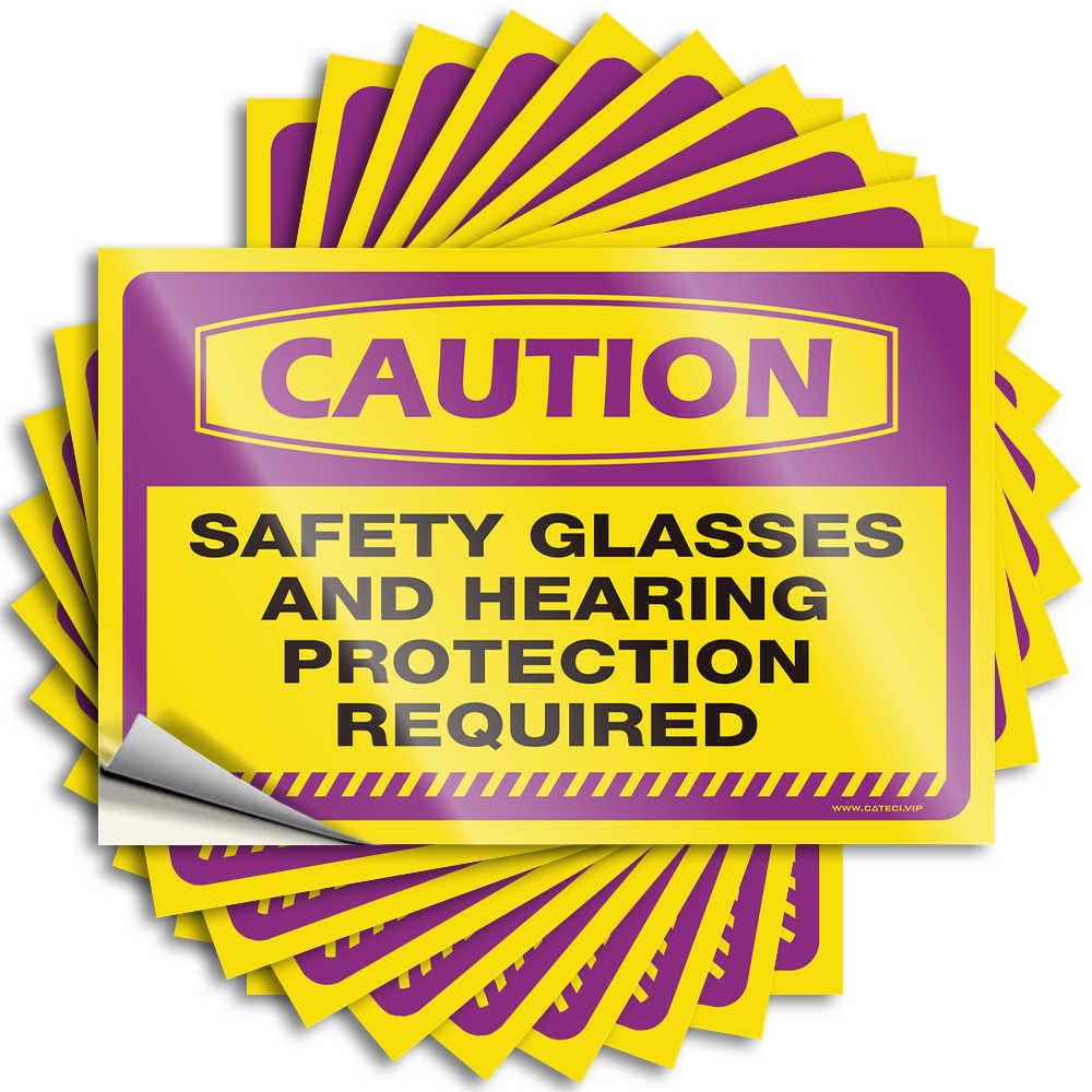 Saying Camping Decorations Vinyl Sticker | Caution Safety Glasses and Hearing Protection Required Core for Comfort Use(6X9CM)