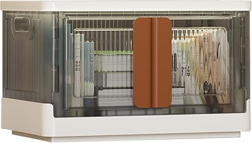 T&Jero Contenedores de almacenamiento plegables de 8.4 galones con tapas y ruedas, organizador de armario de plástico apilable con puertas,