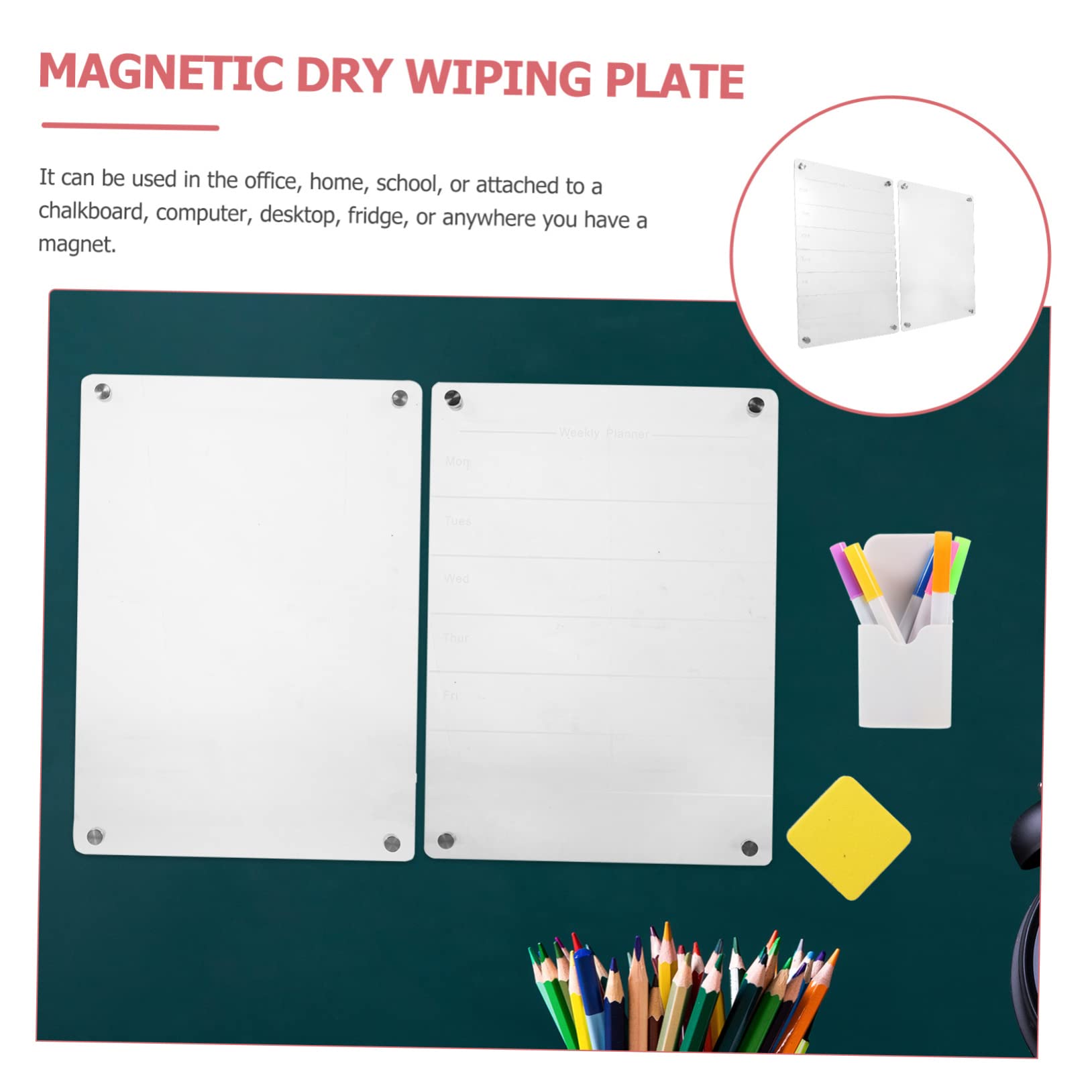 NUOBESTY Tablica Magnetyczna Na Lodówkę 35 Cm X 25 Cm Akrylowa Praktyczna Suchościeralna Do Codziennej Organizacji