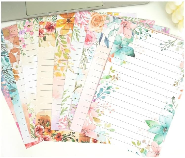 Miniatura 5 de Juego de 160 paquetes de papel de papelería rayado (50 papeles de escritorio de una cara, 50 sobres a juego), 60 calcomanías de puntos redondos, 10