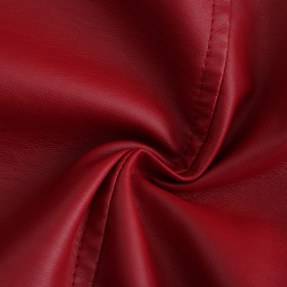 YYNUDA Chaqueta de piel con tachuelas cortas para mujer, color sólido y manga larga, estilo moto Biker