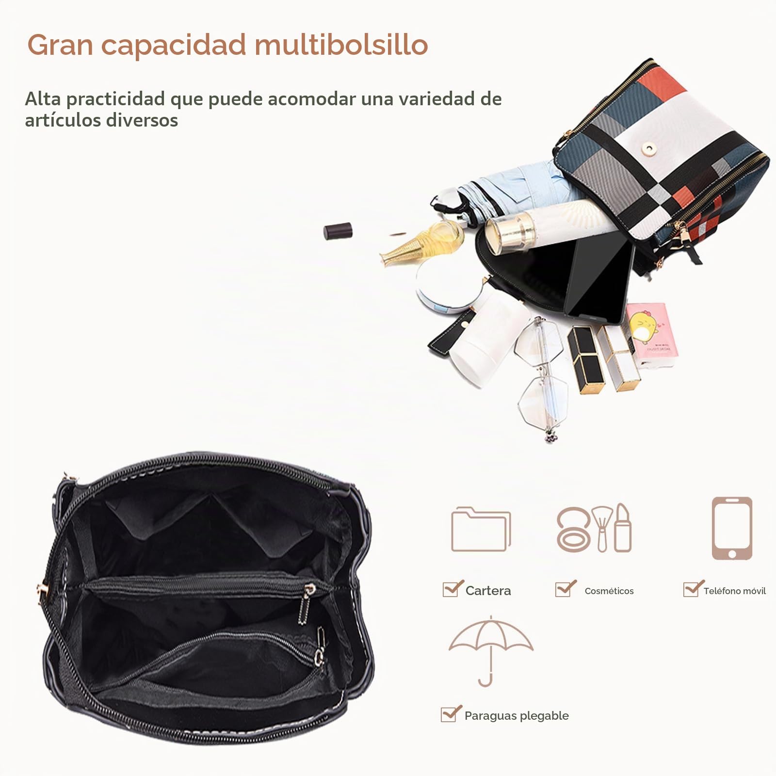 NICOLE&DORIS Mochila Mujer Mochila pequeña Bolso crossbody Bolsos de mano Mochila para damas Cuero Mochila Bolsa de hombro