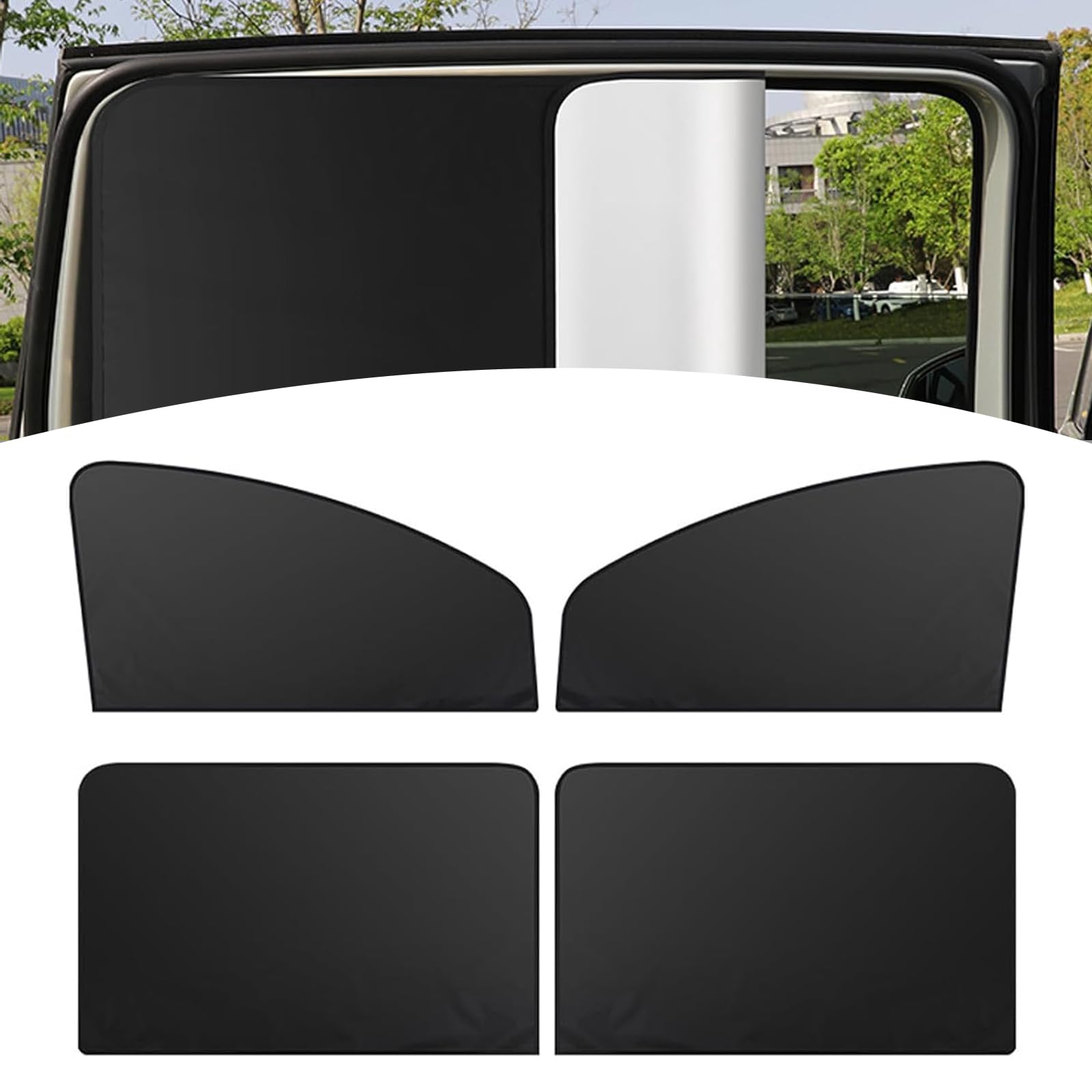 4 PCS Car Side Window Sunshade Kit, 31.5" x 19.7" x 7.9" + 31.5" x 19.7" Freely Raise and Lower Windows Heat-Insulating Cover, Interior Privacy Protector, Universal for Cars (Black & Silver)