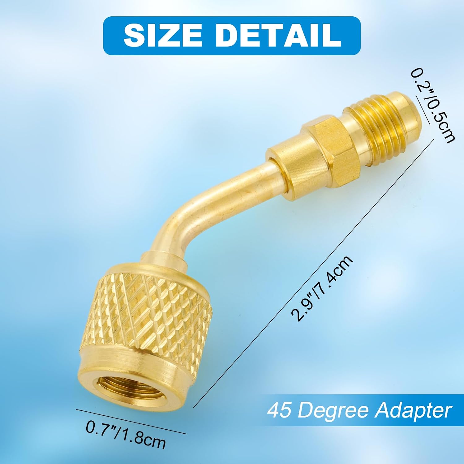 A2L R-32 R-454B Adapter, 45 Degree HVAC Charging Adapter with 1/4"LH Female to 1/4" RH Male Flare for R-454B/R-32 Mini Split Adapter Systems-2PC