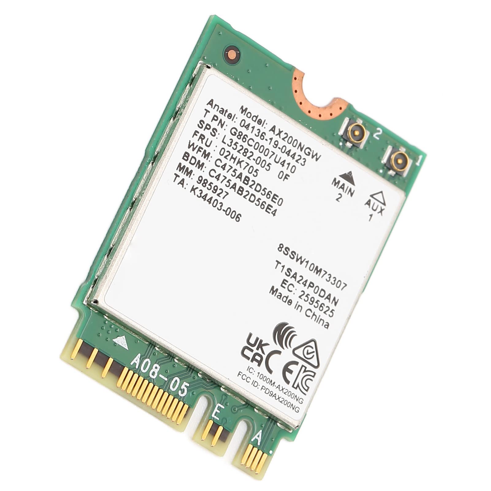 Scheda di Rete NGFF, 2.4G 5G Dual Band 574Mbps 2400Mbps Connessione BT5.1 Comoda Scheda di Rete Wireless Stabile, Trasmissione Stabile Durevole a Bassa Potenza per Windows 10 11 64Bit