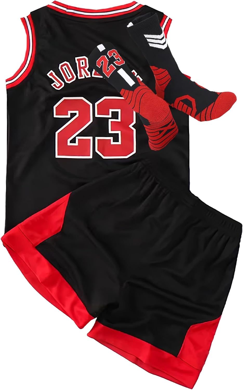 Kids Basketball Jersey Set-Youth Basketball Jersey (Tank Top+Shorts+Socks)-3pc Basketball Jerseys for Boys Girls