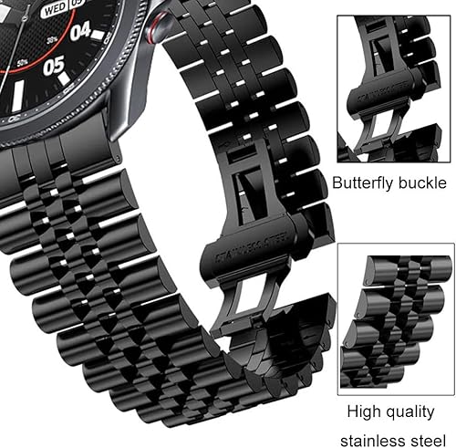 Miniatura 5 de Jubilee - Correa de reloj de acero inoxidable de 0.787 y 0.866 pulgadas, de liberación rápida, de liberación rápida, pulida, flexible, de metal,