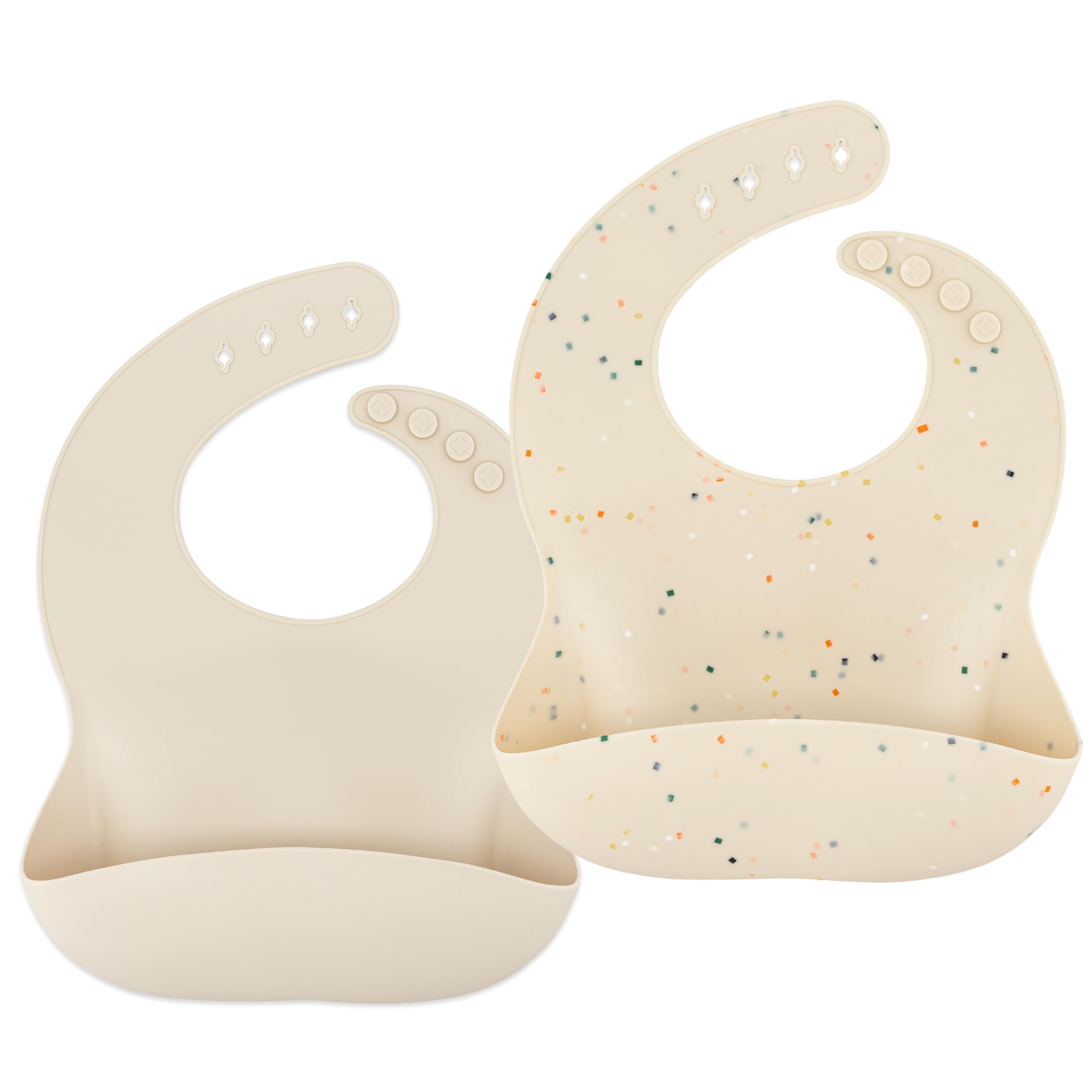 AVA + OLIVER Waterproof Silicone Bib Set with Adjustable Neck Closure - Durable Silicone Bibs for Babies - Set of 2