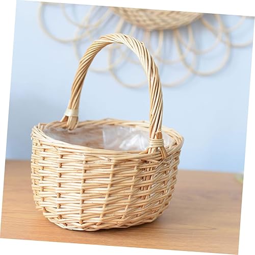 Miniatura 9 de NOLITOY Cesta de huevos portátil, cesta de huevos de ratán, cesta de almacenamiento de frutas, cesta de picnic para 2 cestas de juegos de Pascua,