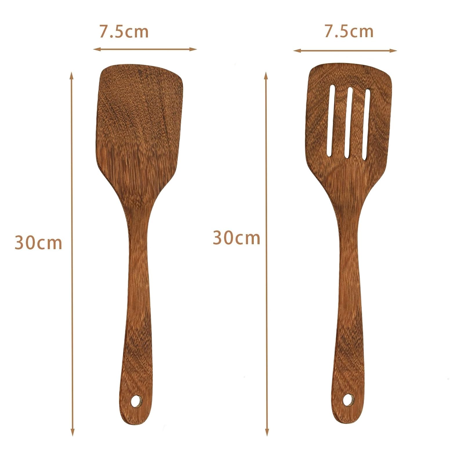 Houten Spatel Voor Het Koken - Premium Pannenlifter Van Hout Keukenspatel Met Lange Greep 33 X 8 Cm 2 Stuks