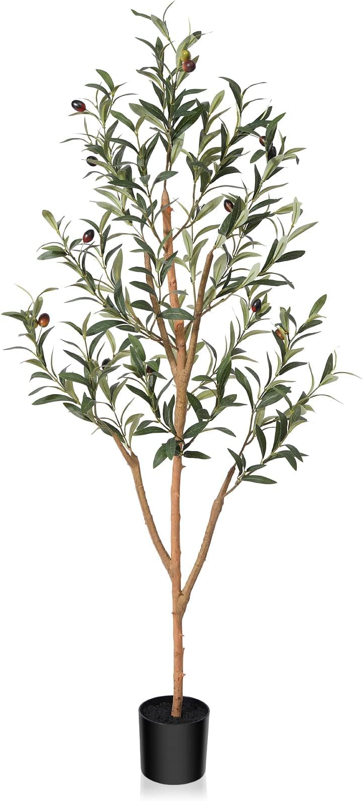 Kazeila Artificial Olive Tree 120cm Large Artificial Plant Indoor with Natural Wood Trunk and Silk Olive Plants in Pot for Home Office Decor Indoor(1Pack)